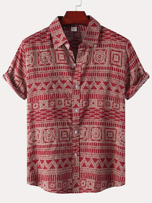 Summer Men's Short-Sleeved Floral Shirt