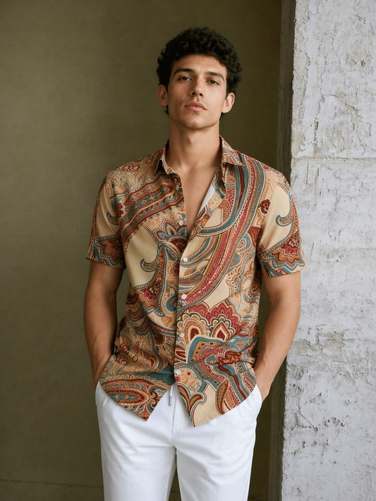 Men's Paisley Print Ethnic Style Shirt