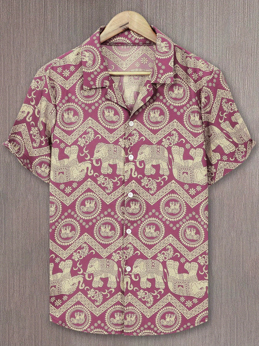 Summer Ethnic Style Elephant Collar Shirt