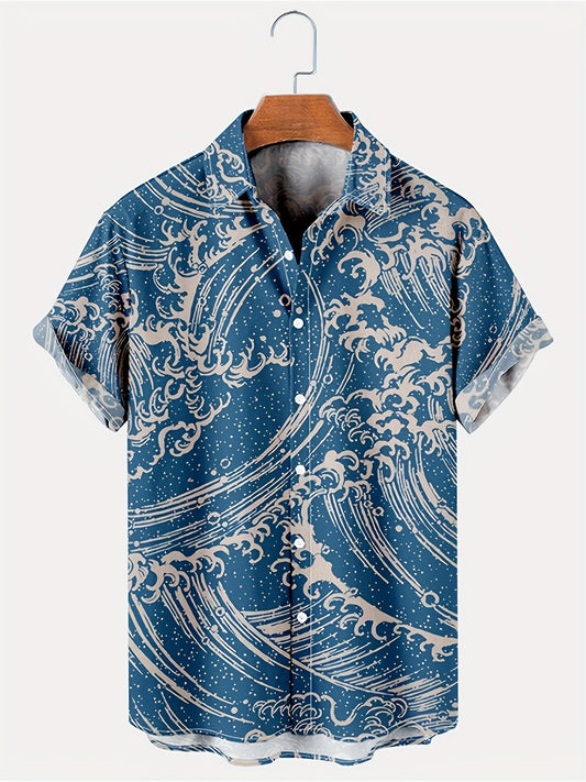 Men's Summer Casual Short Sleeve Button- Shirt