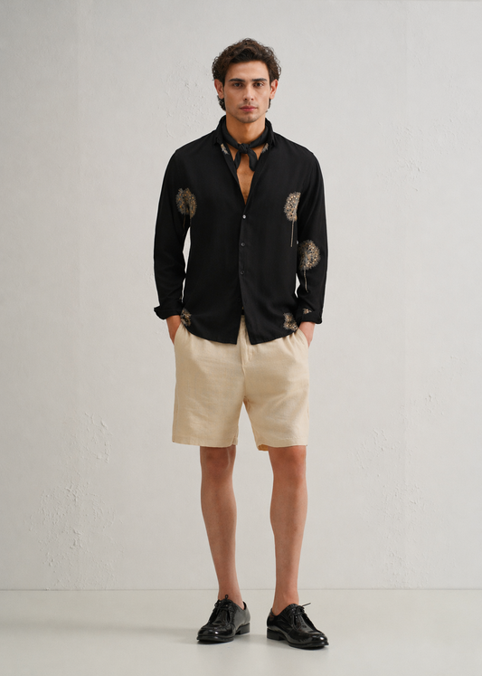 Cream and black Dandelion Embroidery Shirt