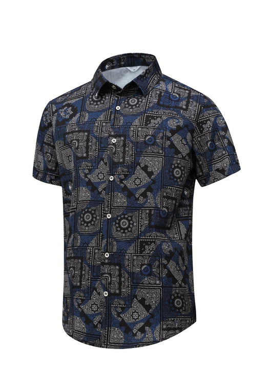 Deep Blue Paisley, Hawaiian Men's Shirt