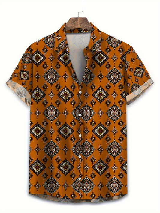 Vintage Geometric Pattern Collar Shirt